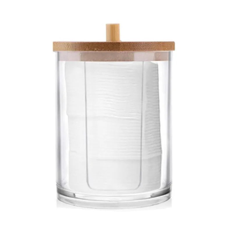 Bathroom Organiser Set - Makeup Storage Jars & Cotton Swab Dispenser