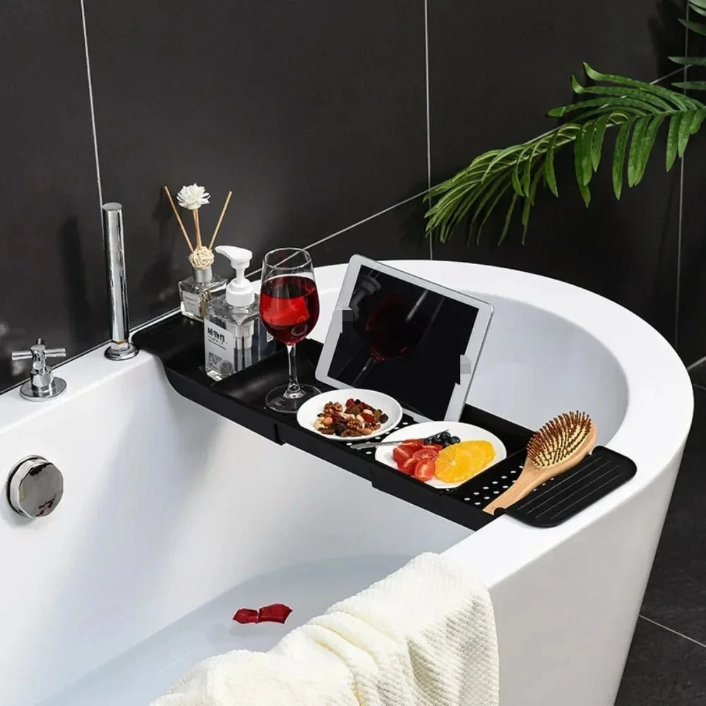 Adjustable Bathtub Rack - Telescopic Plastic Drainage Shelf