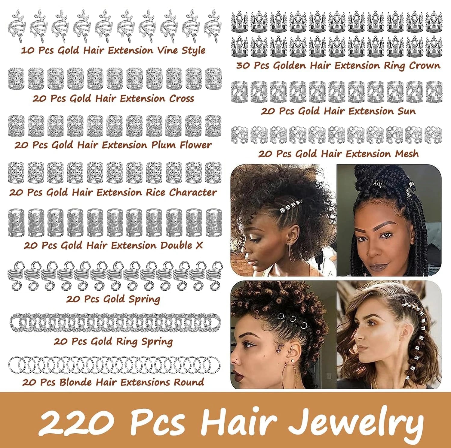 Hair Braid Jewellery Set (220 pcs)