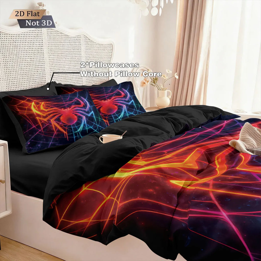 3pcs Cyber Style Spider Printed Down Duvet Cover Set
