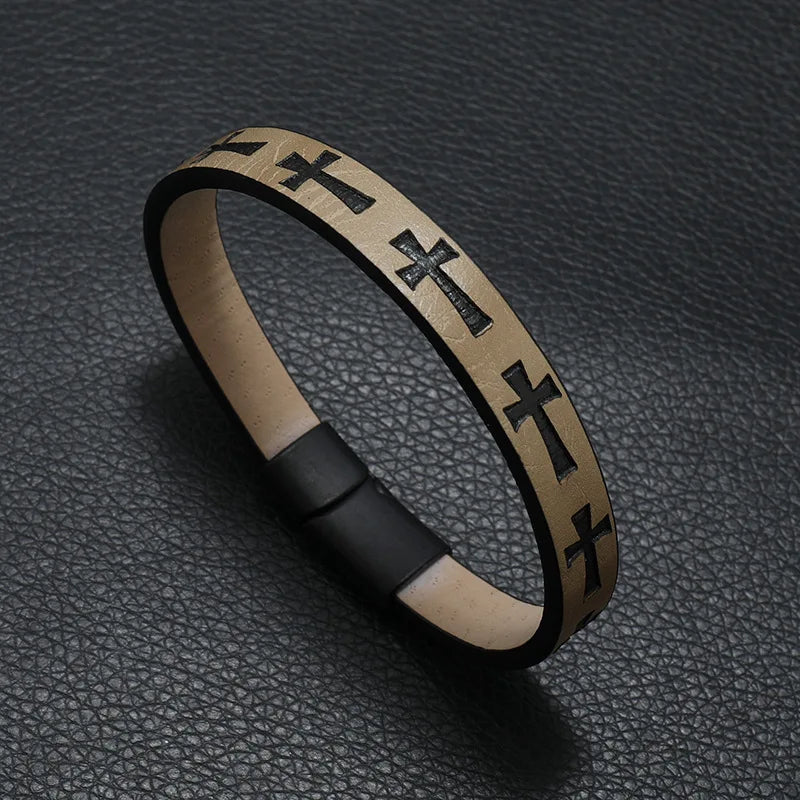 Men's Leather Bracelet - Detachable Magnetic Buckle