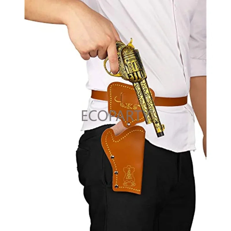 6-Piece Cowboy Costume Accessories Set - Hat, Bandanna, Toy Guns & Belt Holsters