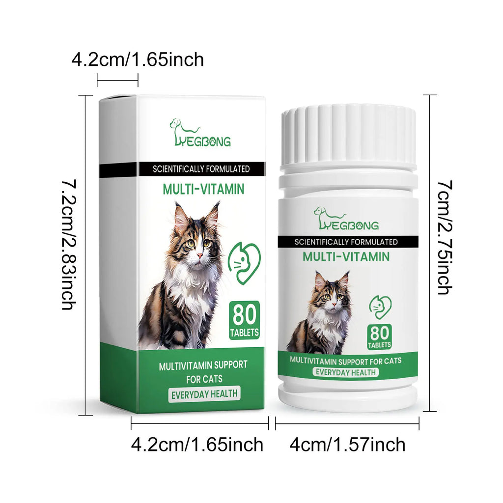 Cat Multivitamin and Mineral Supplement Tablets, Comprehensive Nutrition Formula, Enhances Immunity, Supports Overall Health