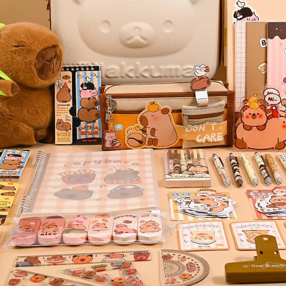 Capybara Stationery Gift Set - Large Capacity Pencil Case