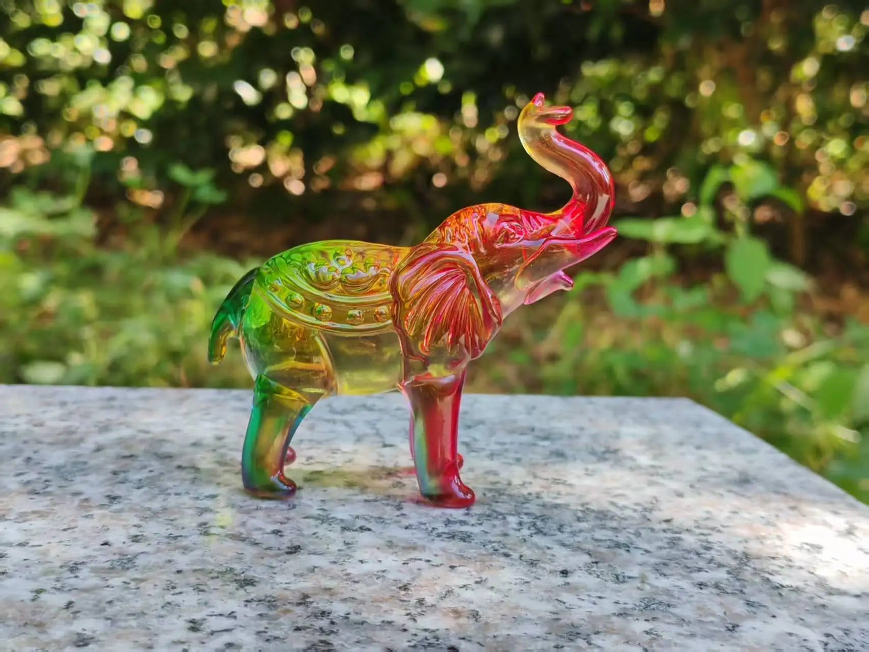 Colourful Glass Elephant Figurine Ornament