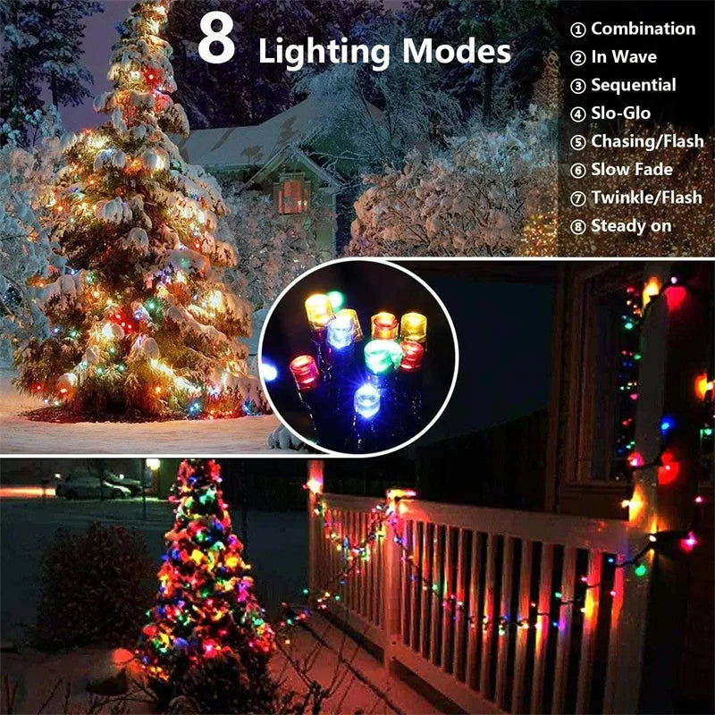 Outdoor Solar LED String Lights with 8 Lighting Modes