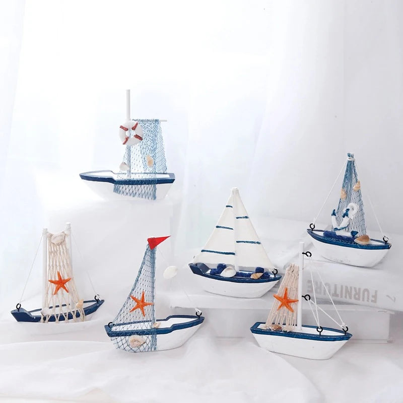 Wooden Blue Sailing Boat – Nautical Home Décor Ornament