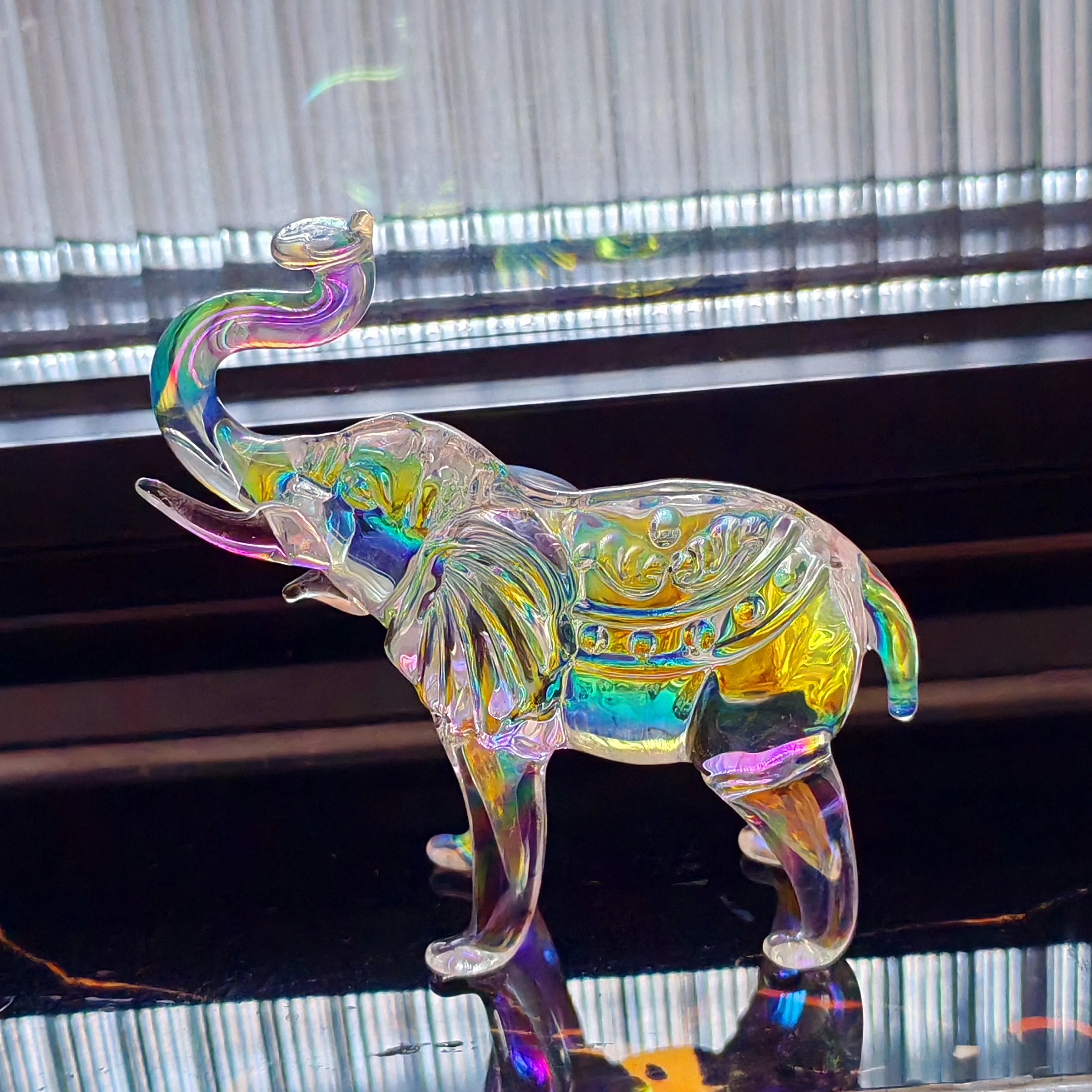 Colourful Glass Elephant Figurine Ornament