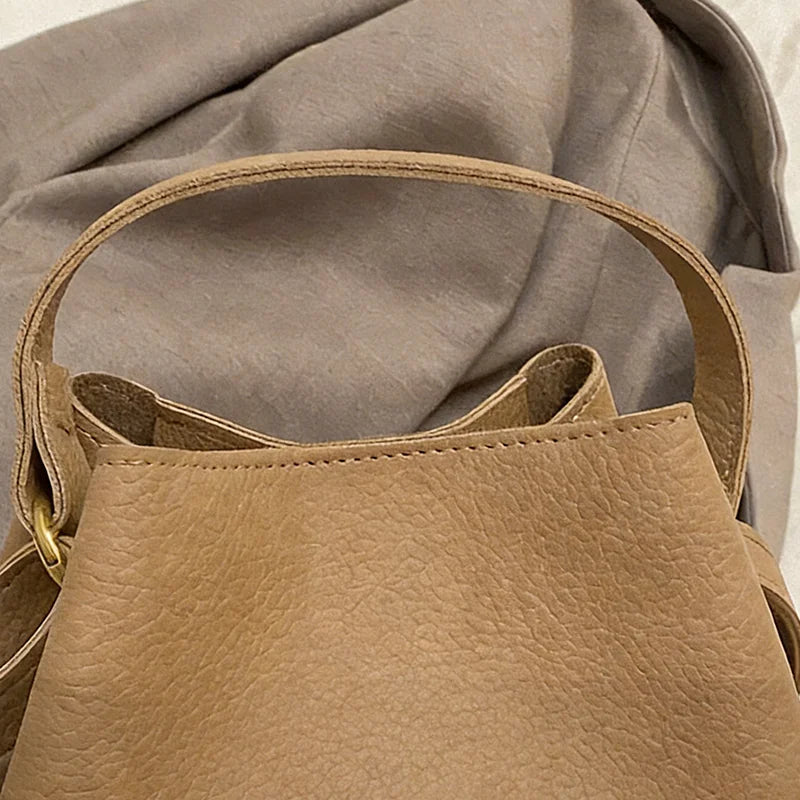 Women's PU Leather Bucket Bag – Shoulder & Crossbody