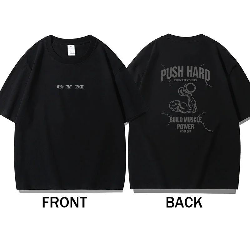 Men's Loose-Fit Printed Gym T-Shirt - 100% Cotton
