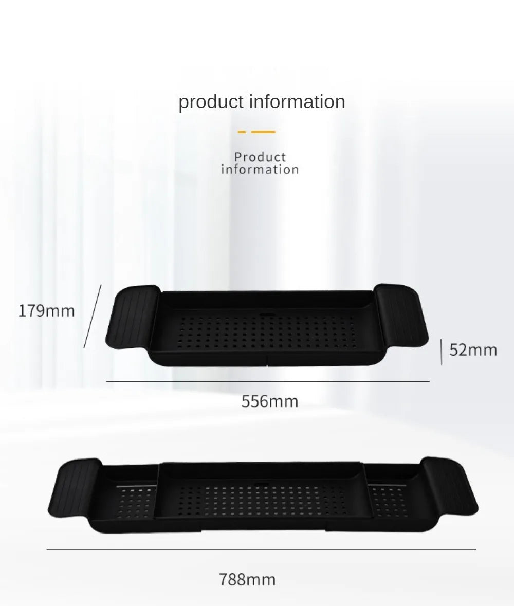 Adjustable Bathtub Rack - Telescopic Plastic Drainage Shelf