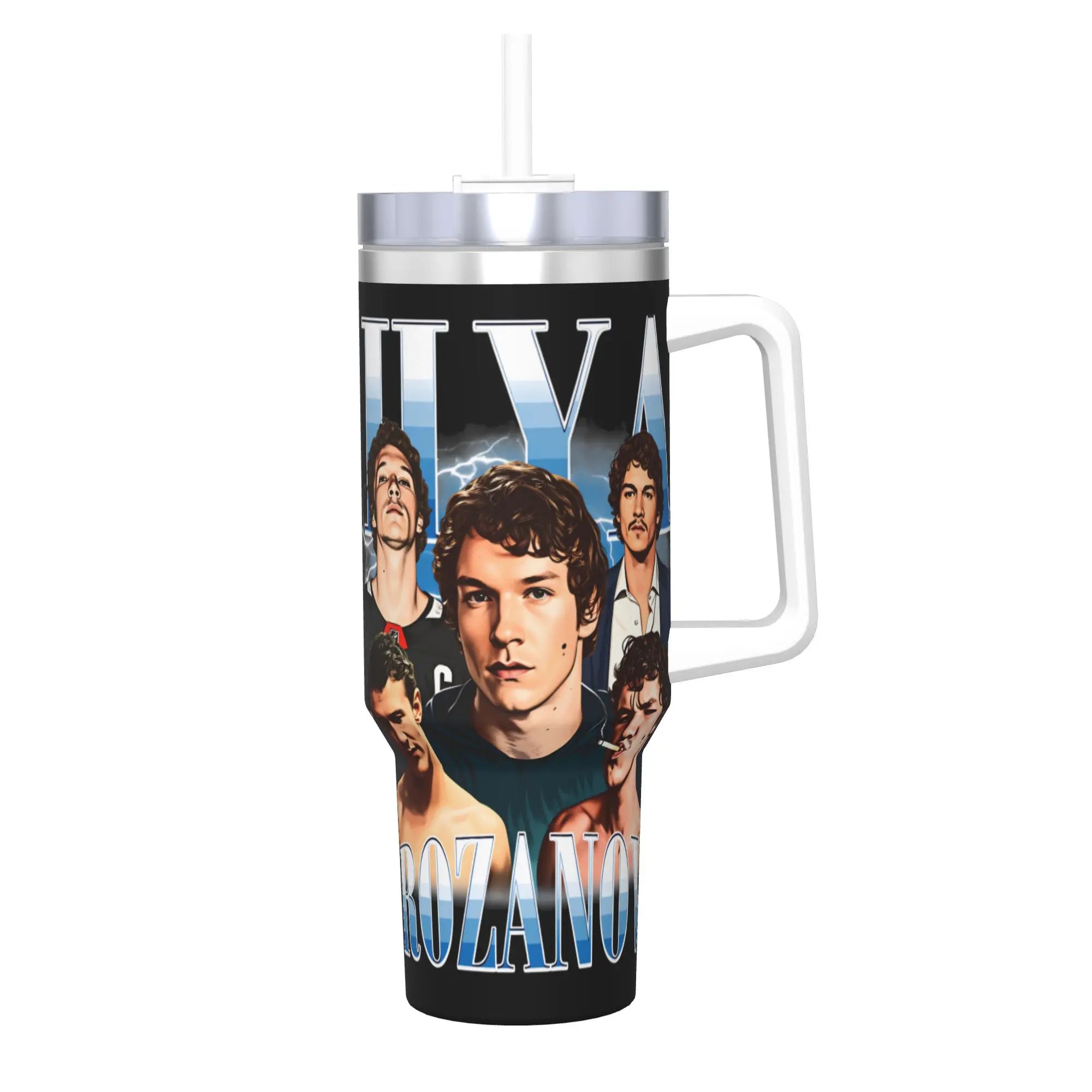 Large Portable Stainless Steel Thermal Tumbler with Straw