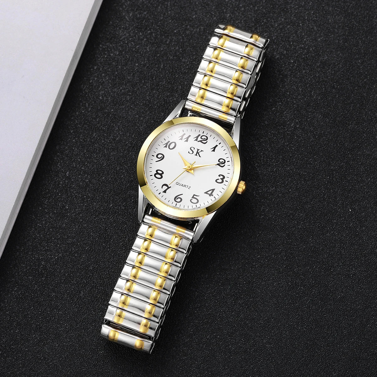 Digital Watch with Steel Strip & Elastic Band