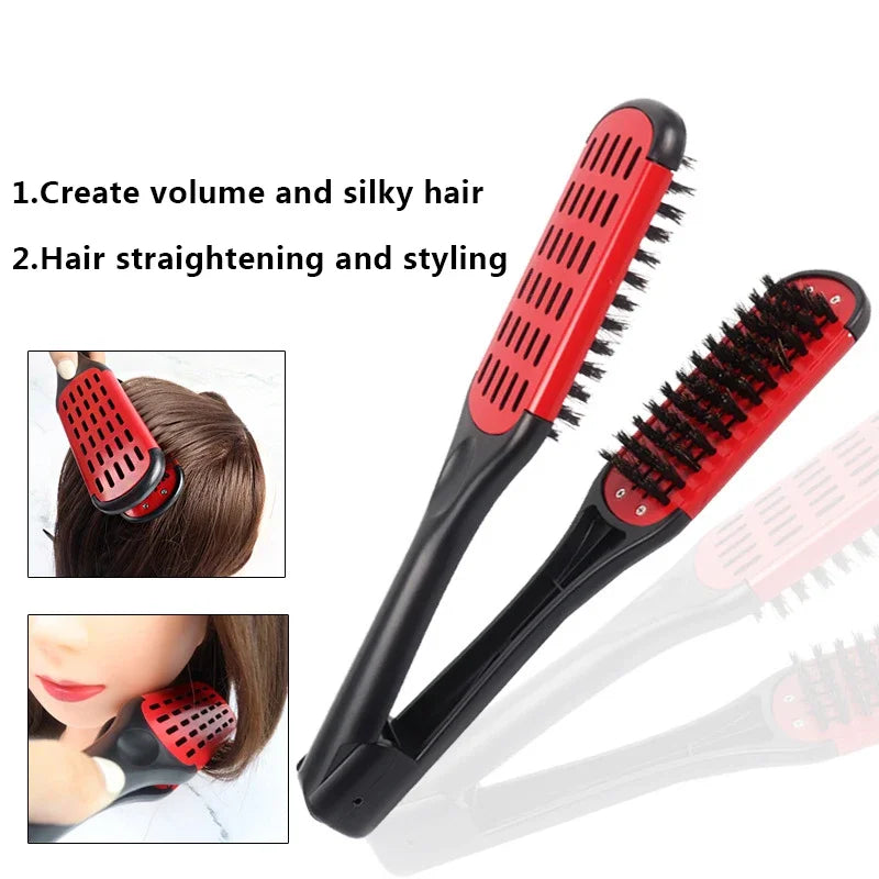 Pro Double Brush Nylon Hair Straightener