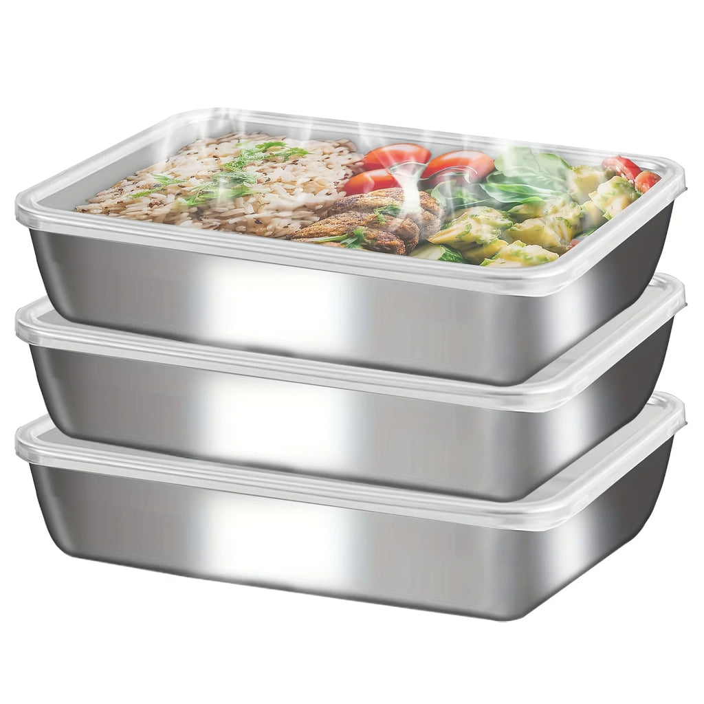 Leakproof Stackable Stainless Steel Food Containers – Dishwasher Safe, Set of 3
