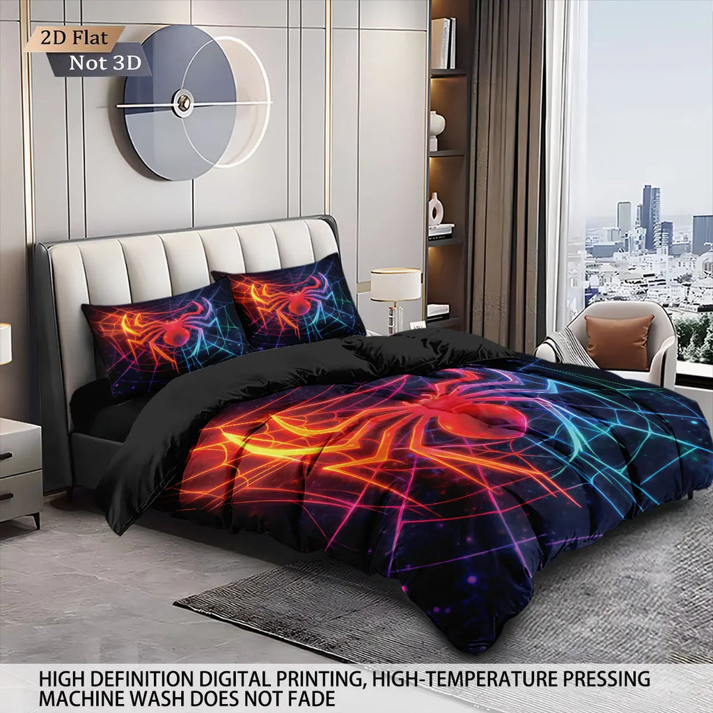 3pcs Cyber Style Spider Printed Down Duvet Cover Set
