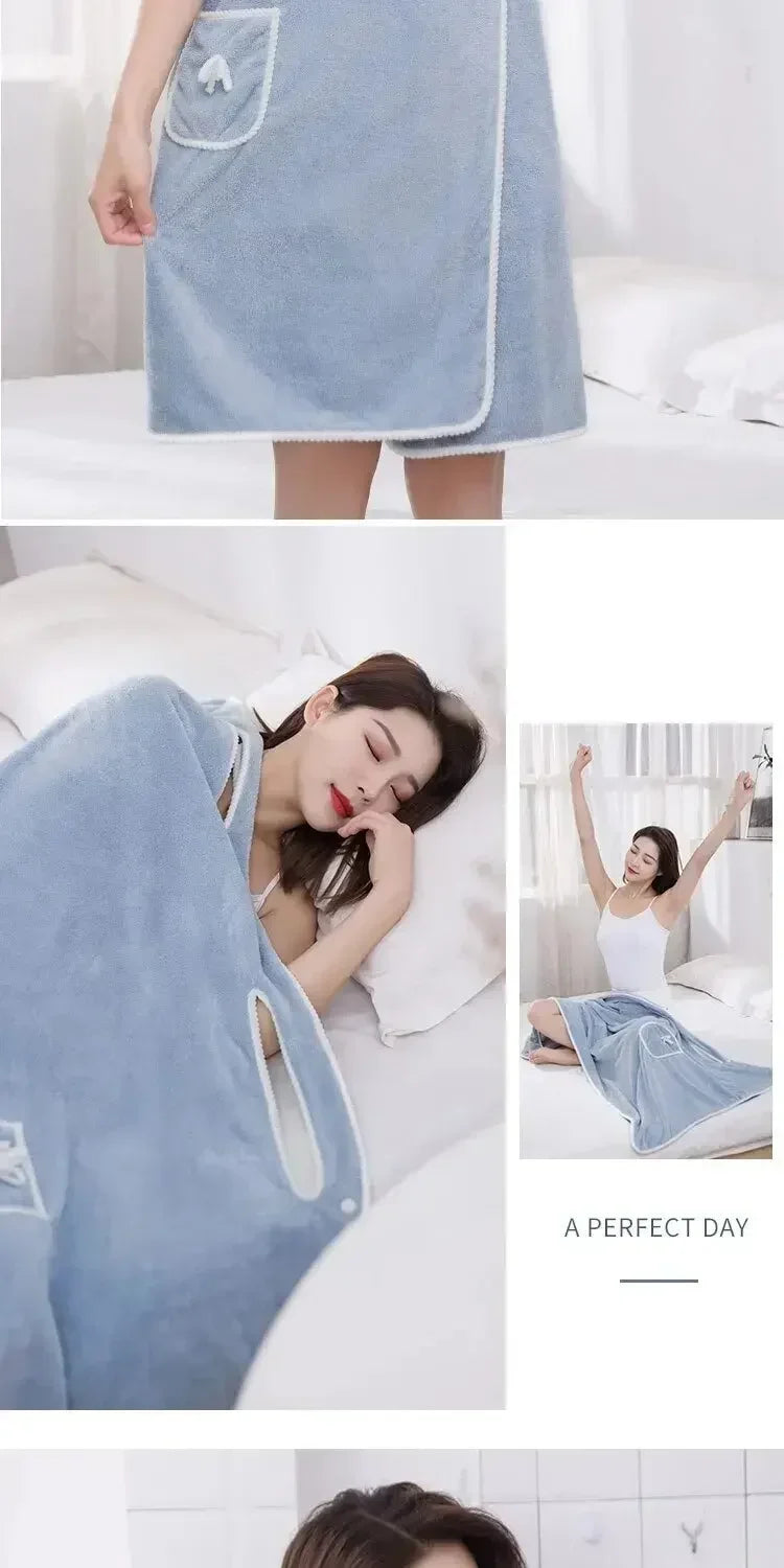 Women's Fast-Drying Wearable Bathrobe (140x85cm)