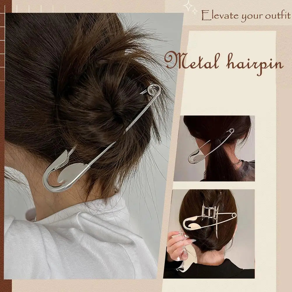 Metal Hair Claws with Large Safety Pin