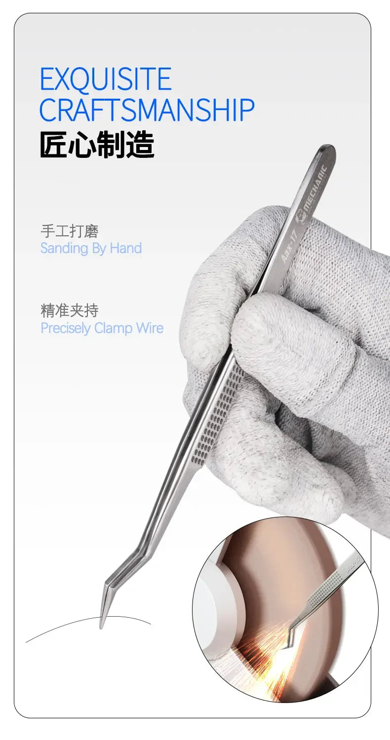 MECHANIC Aax-17 tin positioning tweezers, for precise clamping of tin wire, non-slip and wear-resistant, made of steel