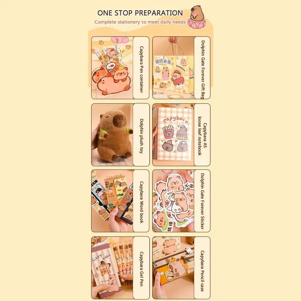 Capybara Stationery Gift Set - Large Capacity Pencil Case