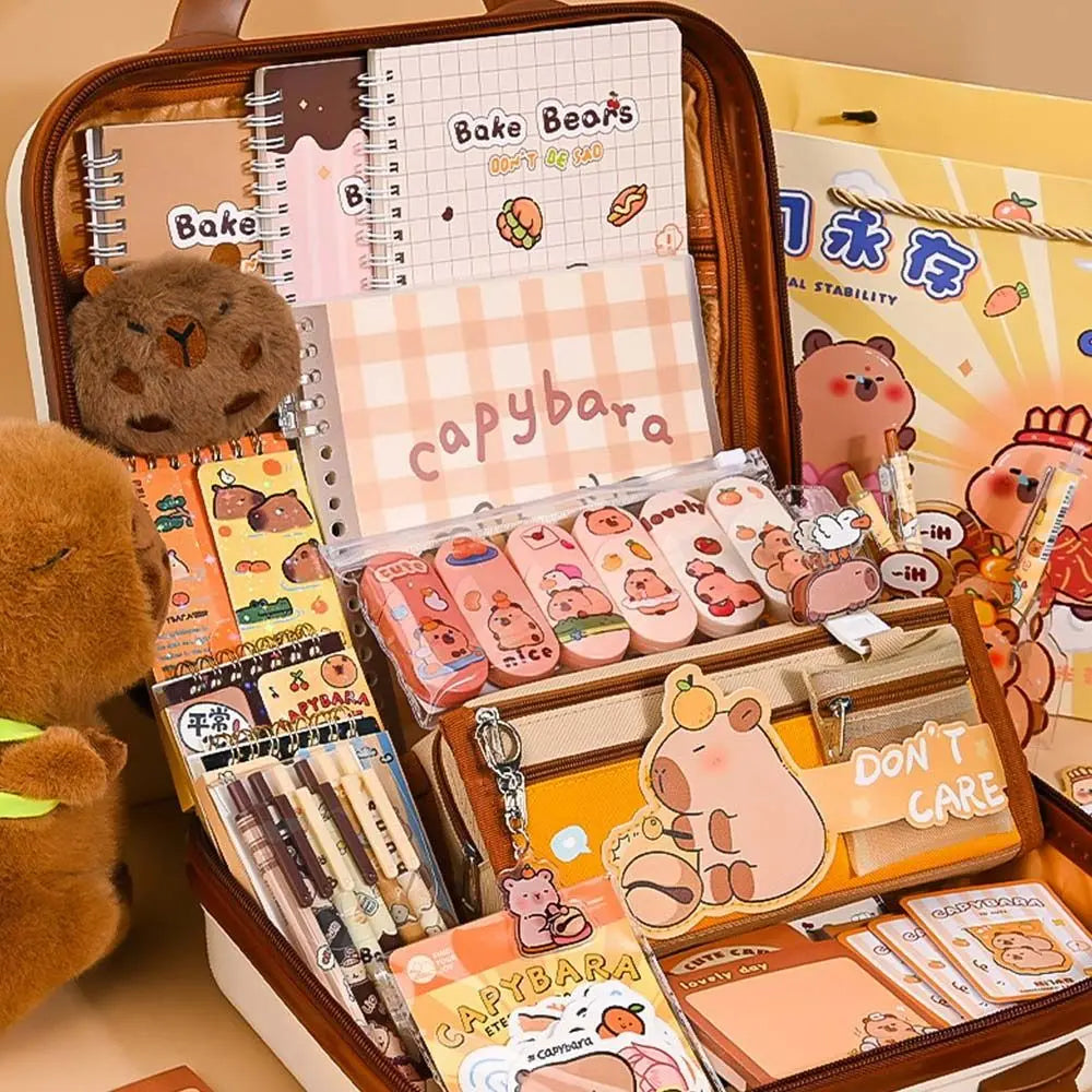Capybara Stationery Gift Set - Large Capacity Pencil Case