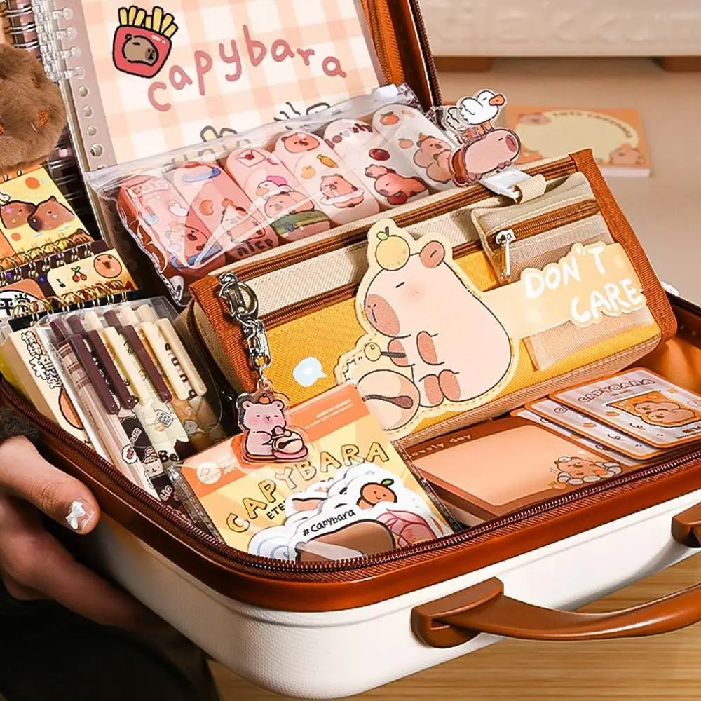 Capybara Stationery Gift Set - Large Capacity Pencil Case