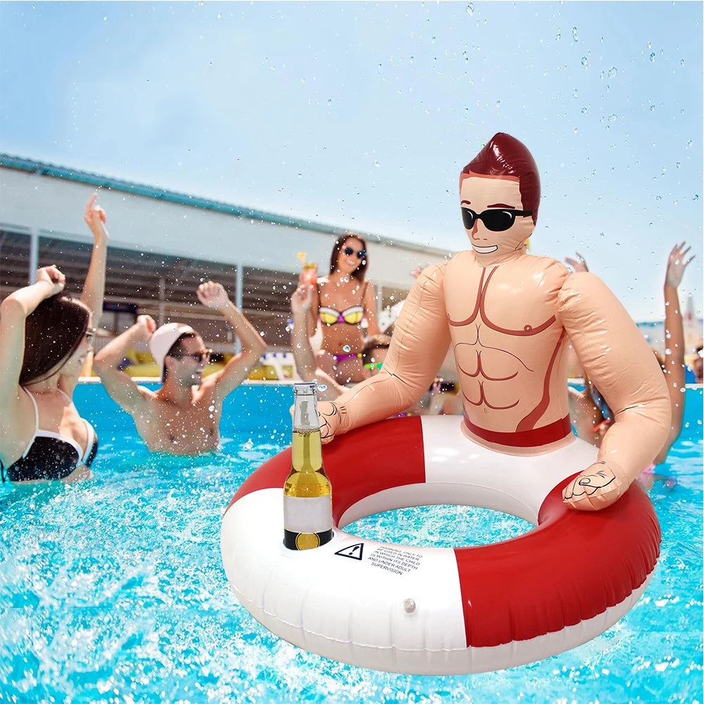 Muscle Man Shaped Inflatable Swimming Ring Pool Float