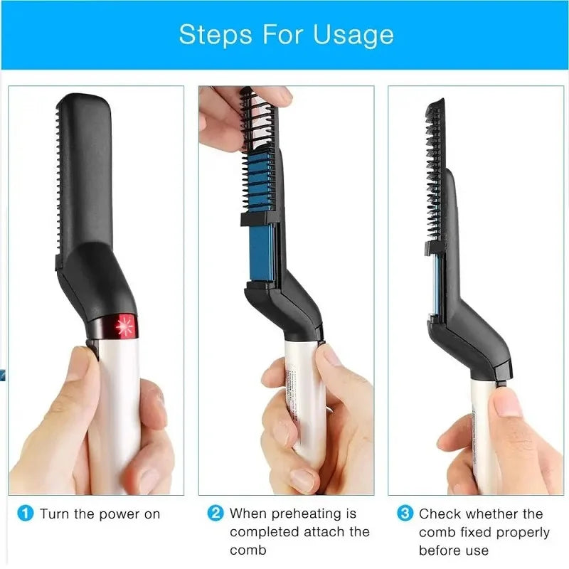 Electric Heat Brush - Beard & Hair Straightener