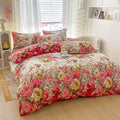 3 Pcs Floral Duvet Cover Set with Zipper Closure - 1 Duvet Cover and 2 Pillowcases