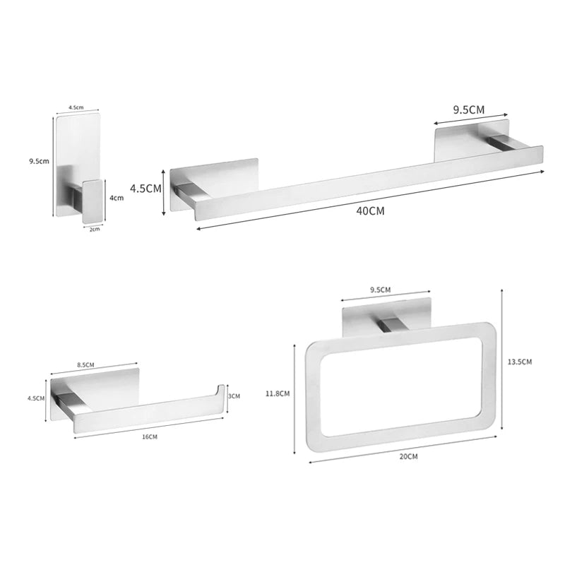 Matte Black Bathroom Accessories Set - Wall Mounted