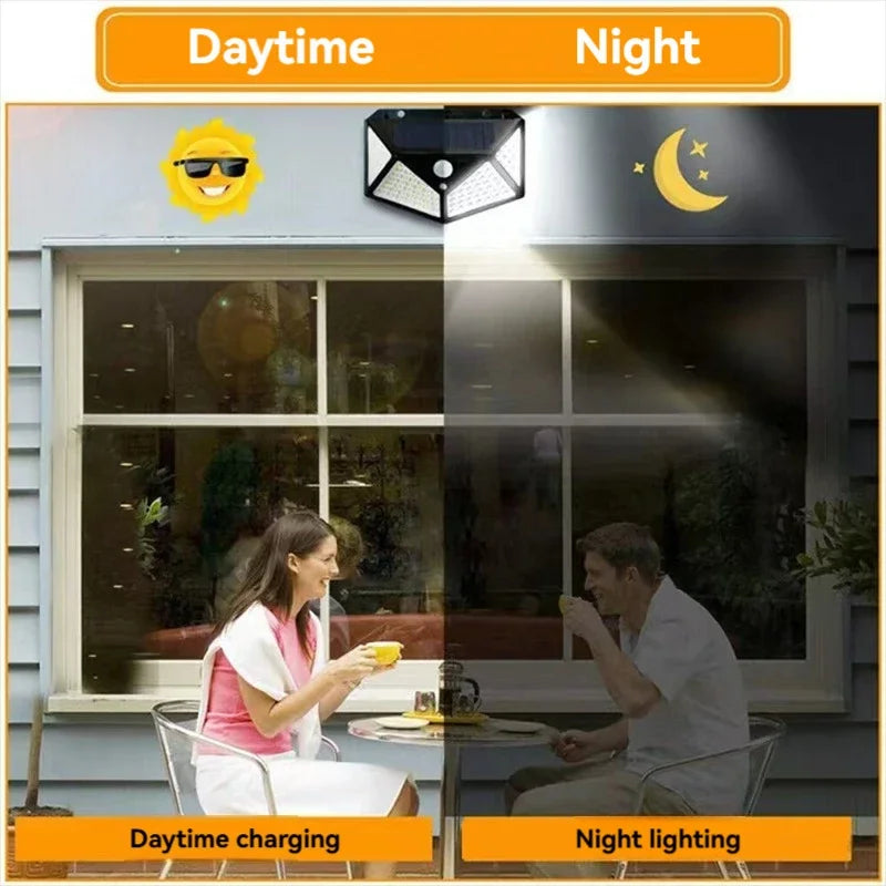 100 LED Solar Wall Light with PIR Motion Sensor