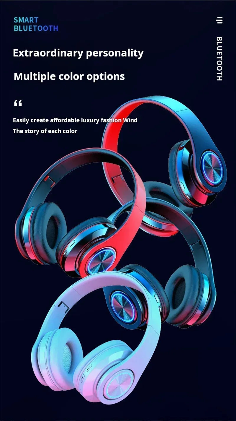 Wireless Bluetooth Gaming Headphones with Mic & RGB Lighting