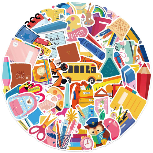 50pcs School Season Aesthetic Stationery Stickers Set