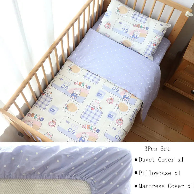 3 Pcs Kids Bedding Set - Cotton Bed Linen set Include, Pillowcase, Sheet and Duvet Cover