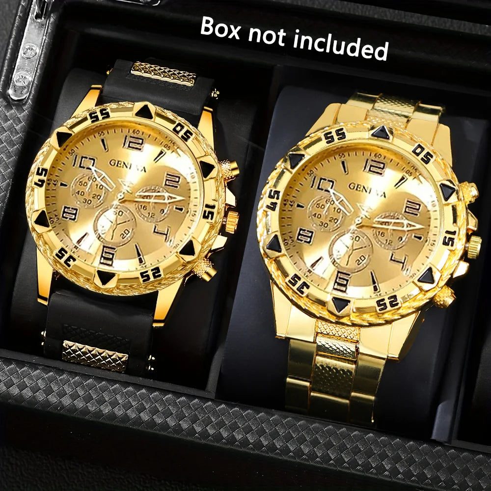 Men's Vintage Quartz Watch Set – Set of 2