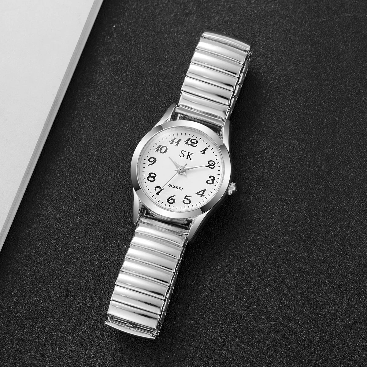 Digital Watch with Steel Strip & Elastic Band