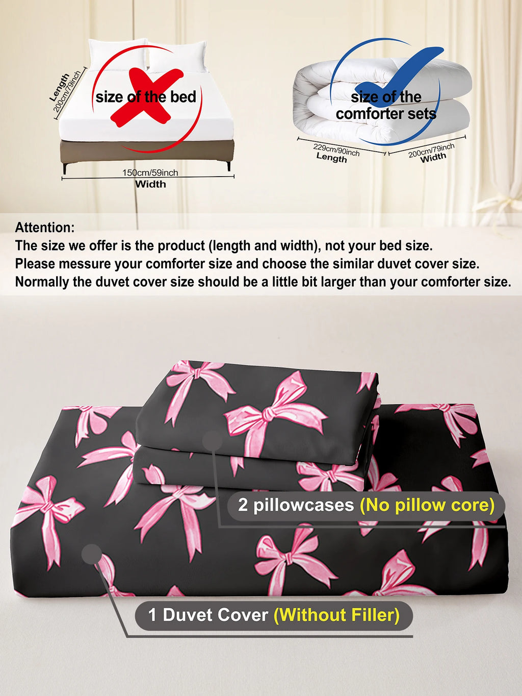 3 Pcs/set Duvet Cover Set - 1 Duvet Cover & 2 Pillowcase Soft