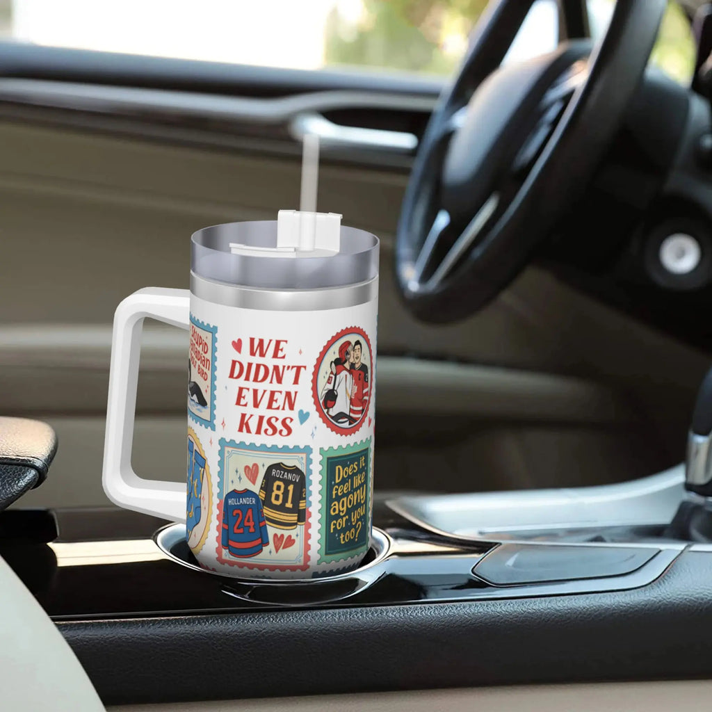 Large Portable Stainless Steel Thermal Tumbler with Straw