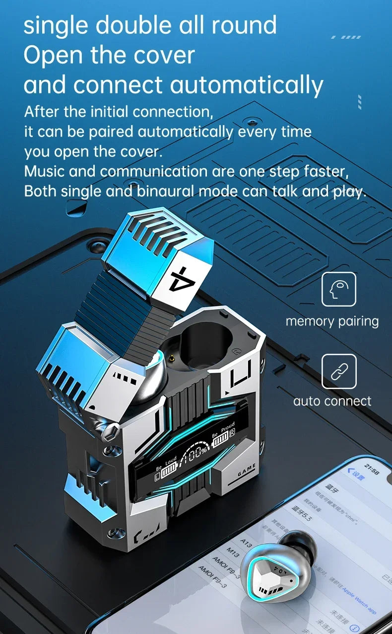Wireless Bluetooth 5.3 Earphones with Active Noise-Cancelling Mic