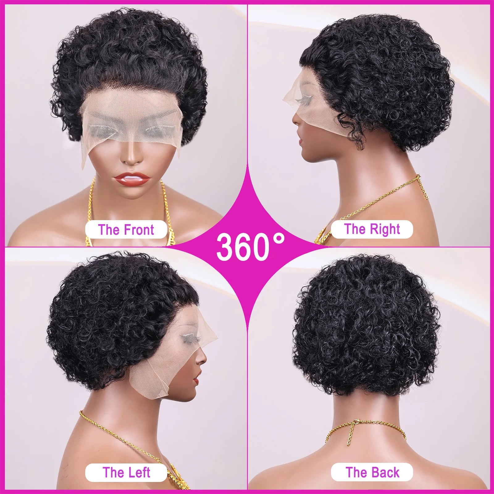 Water Wave Bob Pixie Cut Lace Front Wig – Short Natural Style