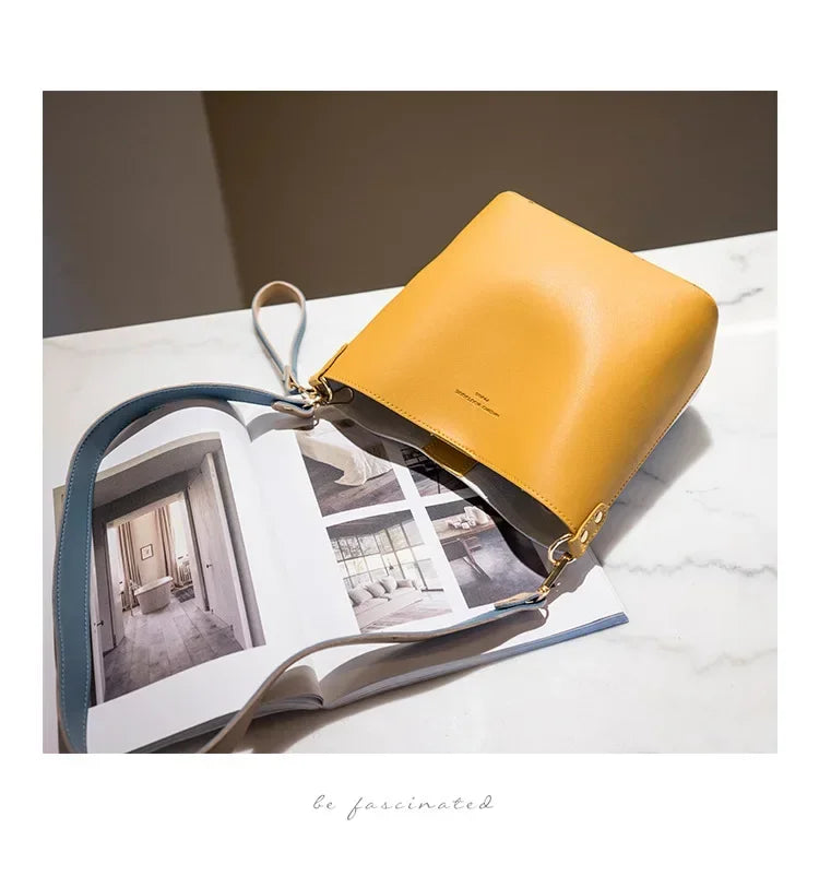 Fashionable PU Leather Bucket Bag