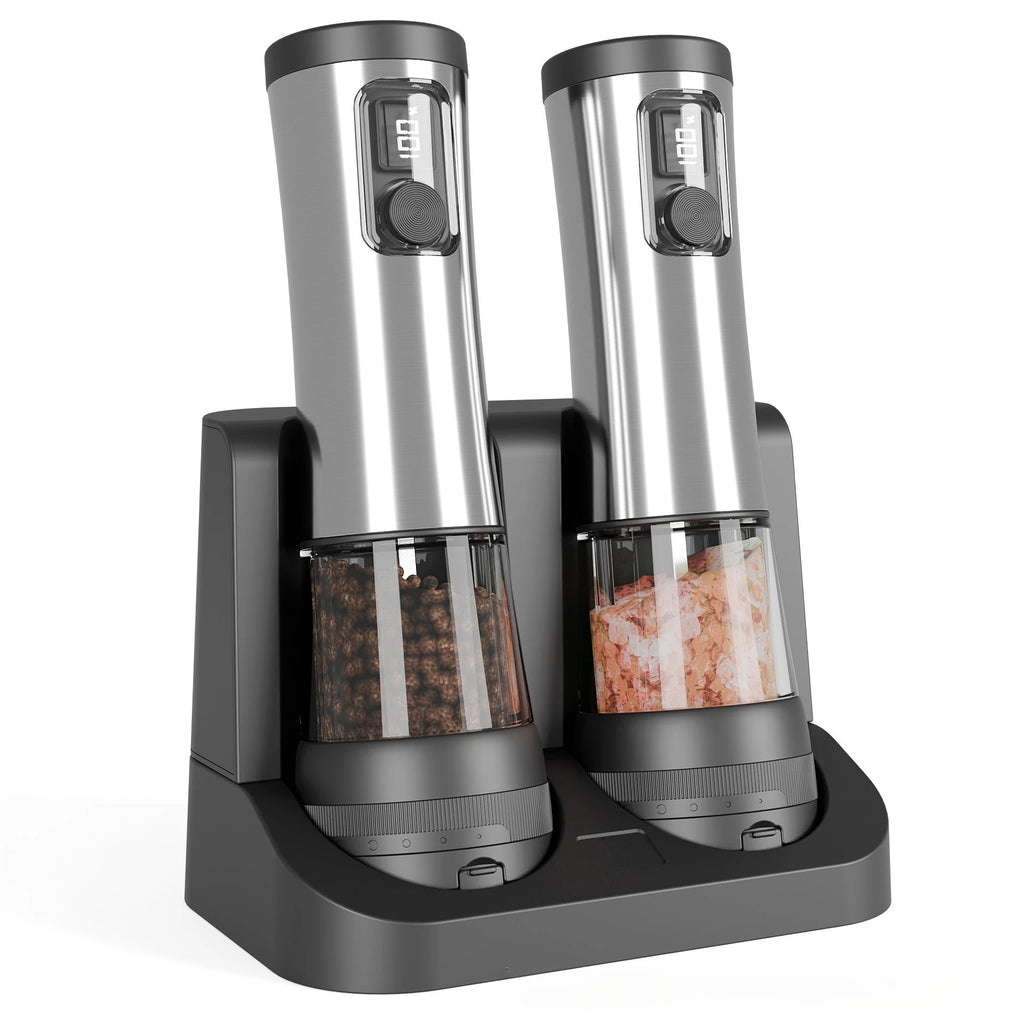 Electric Salt & Pepper Grinder Set – Rechargeable, LED Indicator, Adjustable Coarseness