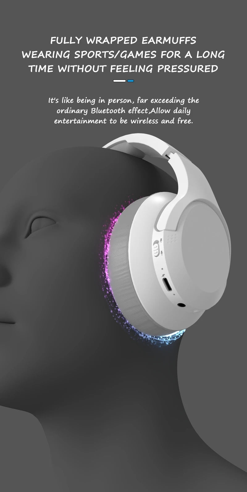 Wireless Bluetooth 5.3 Over-Ear Headphones with Hi-Res Audio