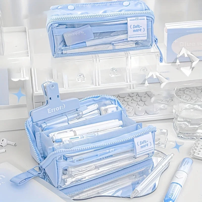 Large Capacity Stationery Bag – Multi-Pocket Pencil Case for School