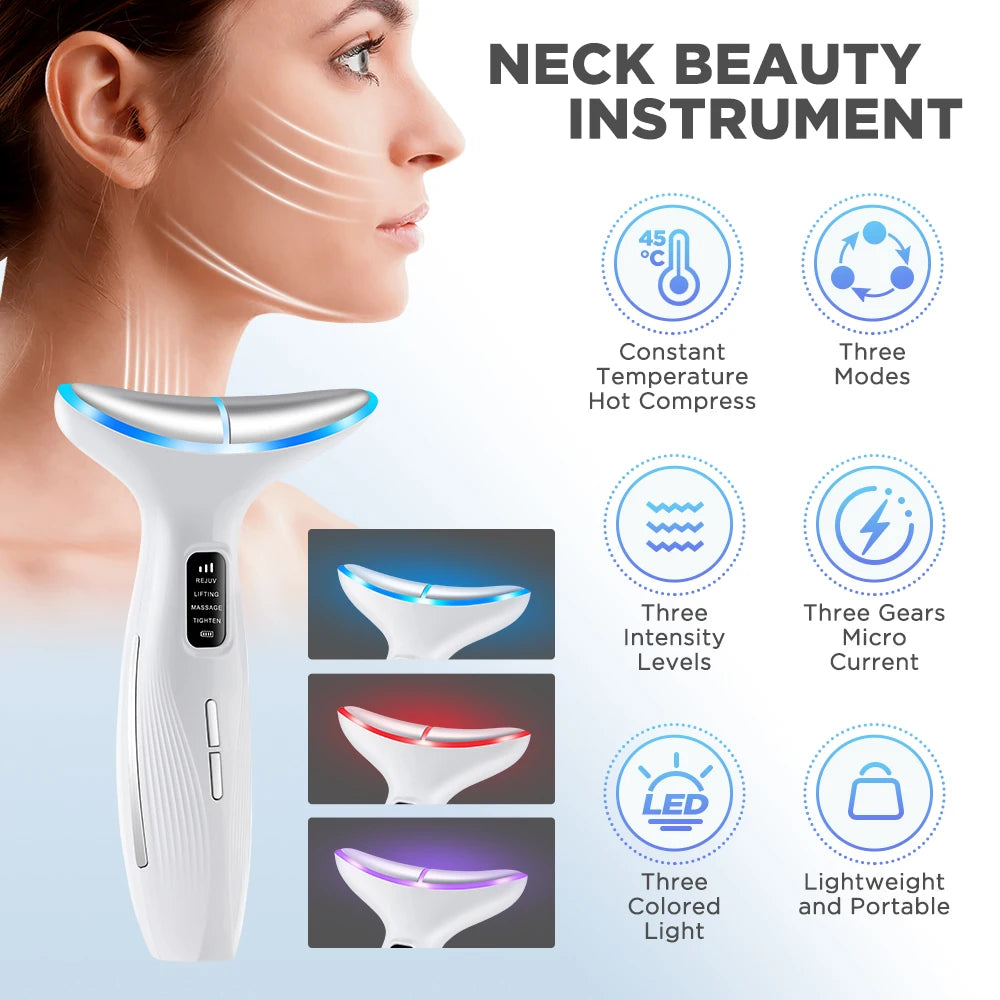 Microcurrent Neck Beauty Device - 3 Massage Modes for Skin Tightening