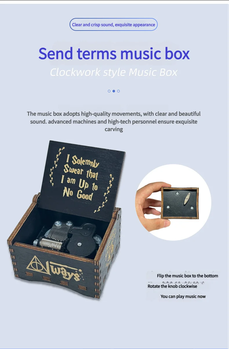 Wooden Wind-Up Music Box – Classic Melody Keepsake Gift
