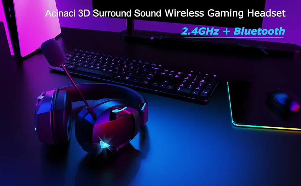 Multi-Mode Wireless Gaming Headset with Detachable Noise-Cancelling Mic