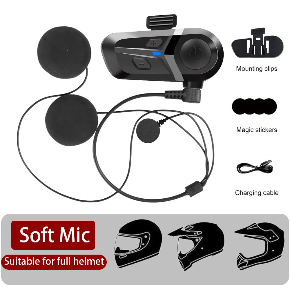 Waterproof Bluetooth 5.3 Motorcycle Helmet Earbuds with Hands-Free Calling