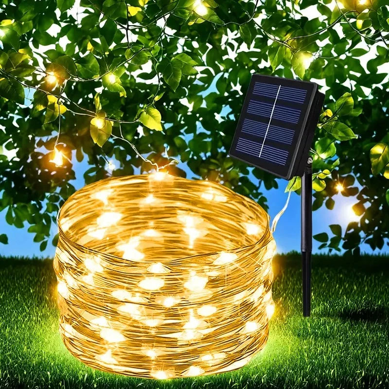 Waterproof Outdoor Solar LED String Lights with 8 Modes