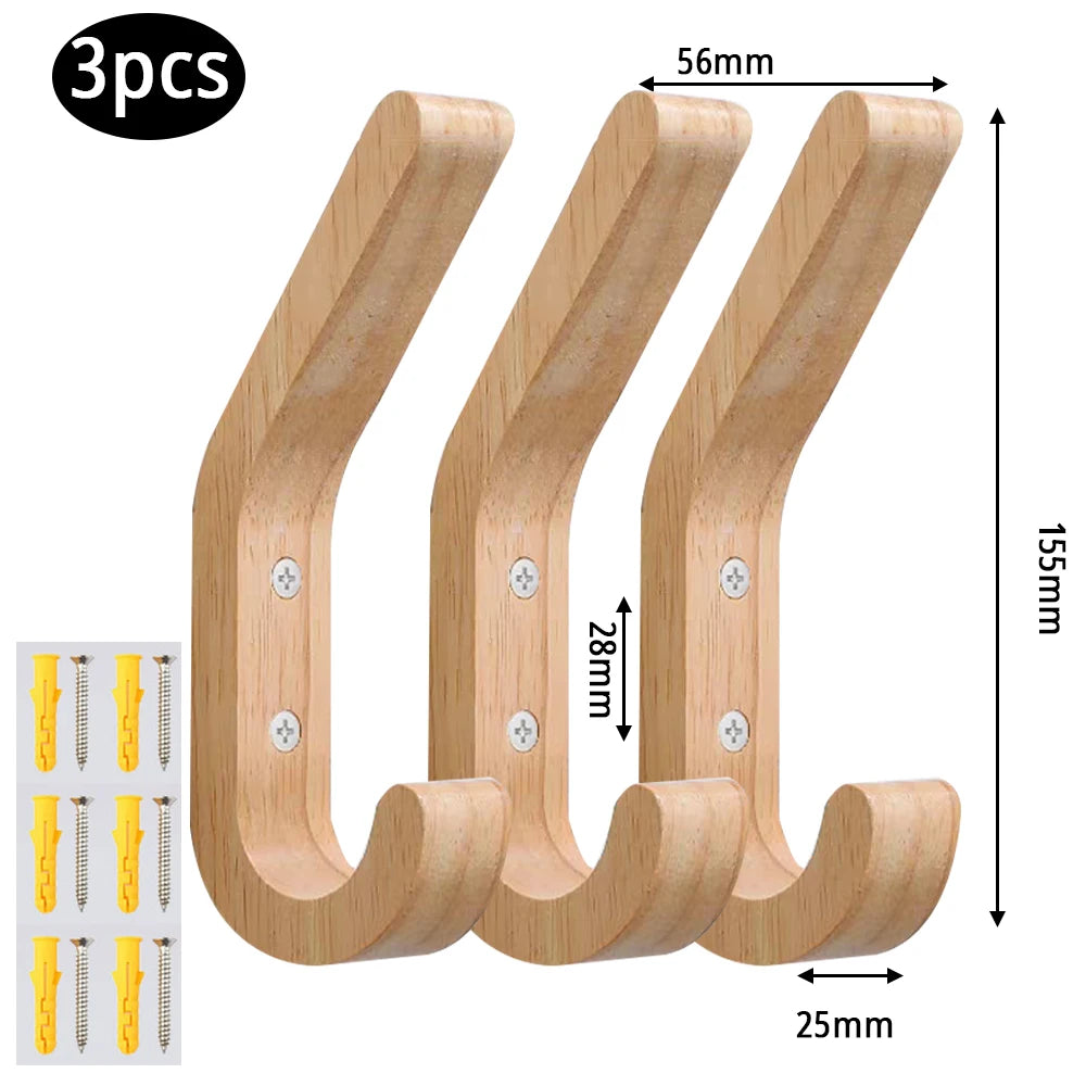 Wooden Coat Hooks - Wall Mounted - Heavy Duty Double Hooks